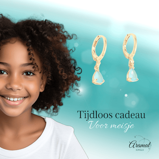 Goudkleurige Mini Oorringetjes Meisje – Mintgroene Zirkonia – 10mm - oor6341 - 66130 - Oorringen kopen# - 10mm - alles - cadeau