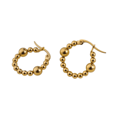 Goudkleurige Oorringen 21mm – Bolletjesmotief – Stainless Steel - oor6343 - 514387 - Oorringen kopen# - 21mm - alles - bolletjes