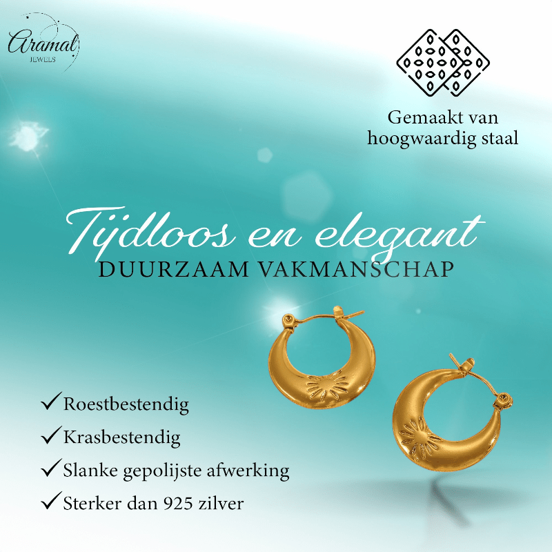 Goudkleurige oorringen met bloem 22x21mm - oor6371 - 789978 - Oorringen kopen# - 22mm - alles - bloem