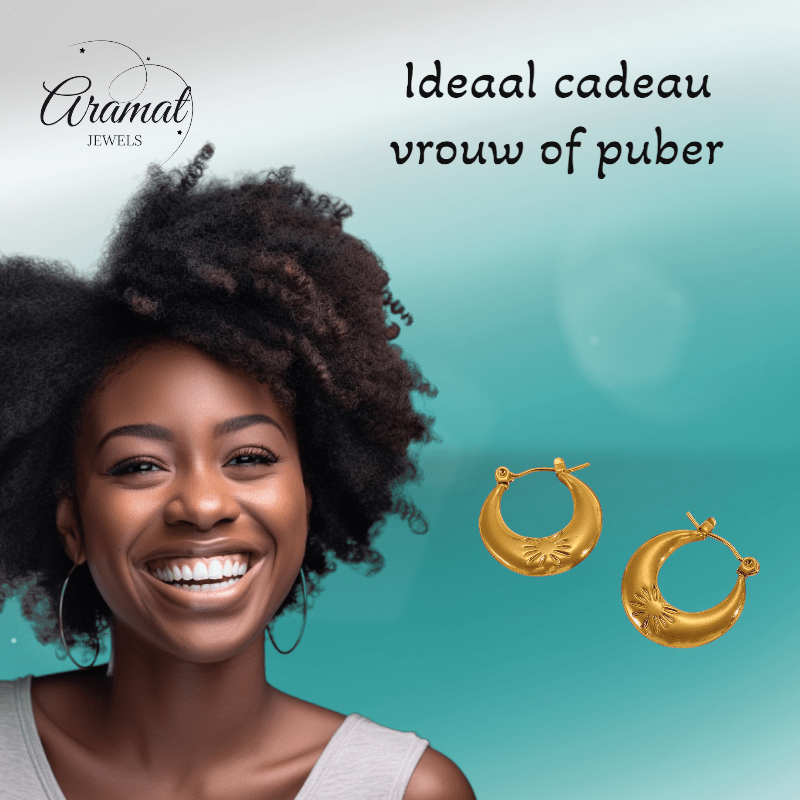 Goudkleurige oorringen met bloem 22x21mm - oor6371 - 789978 - Oorringen kopen# - 22mm - alles - bloem