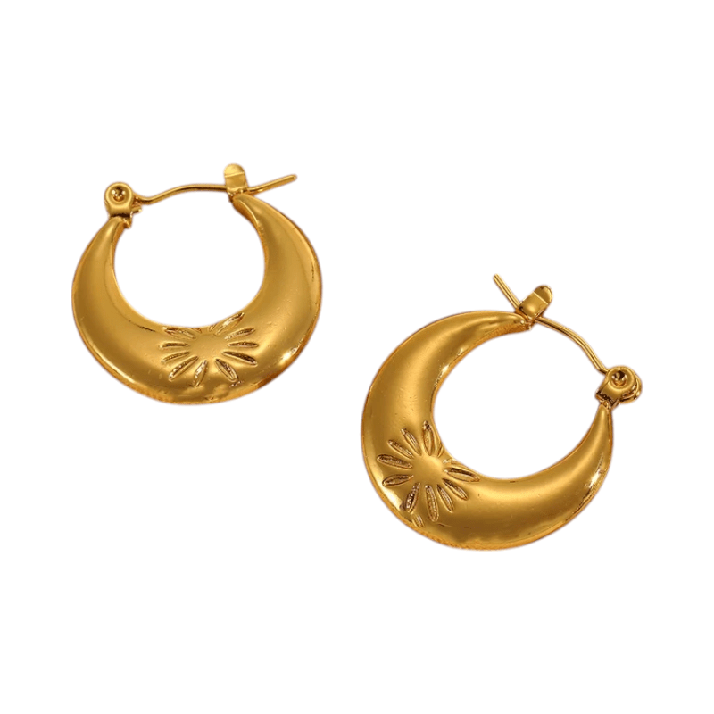 Goudkleurige oorringen met bloem 22x21mm - oor6371 - 789978 - Oorringen kopen# - 22mm - alles - bloem