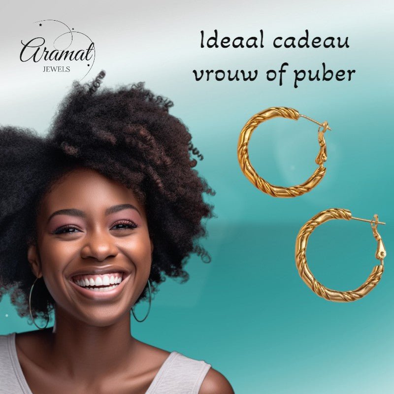 Goudkleurige Oorringen RVS – 25x3,5mm – Brede en Smalle Banden - oor6310 - 528899 - Oorringen kopen# - 25mm - alles - cadeau