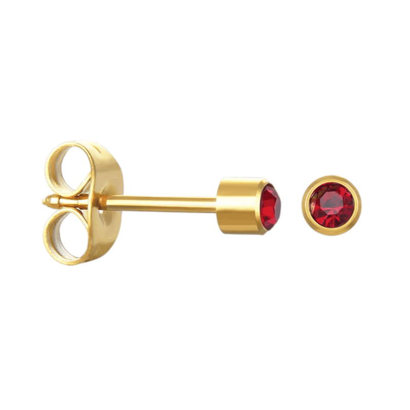 Goudkleurige Oorstekers 3mm - Rood Kristal - oor596 - XE38686 - Oorbellen kopen# - 3mm - alles - cadeau