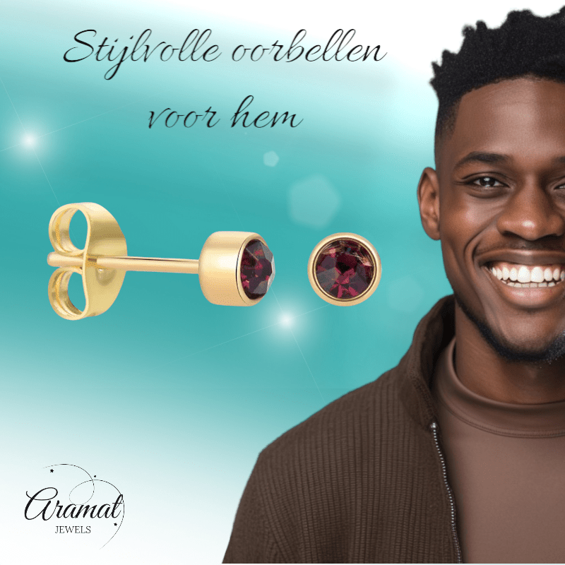 Goudkleurige Oorstekers 4mm - Paars Kristal - oor4608 - Oorbellen kopen# - 4mm - alles - cadeau