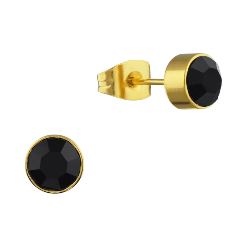 Goudkleurige Oorstekers 6mm - Zwart Kristal - oor1693 - Oorbellen kopen# - 6mm - alles - cadeau