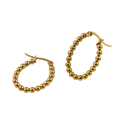 Goudkleurige Ovale Oorringen 25x20mm – Bolletjesdesign – RVS - oor6345 - 514394 - Oorringen kopen# - 25mm - alles - bolletjes