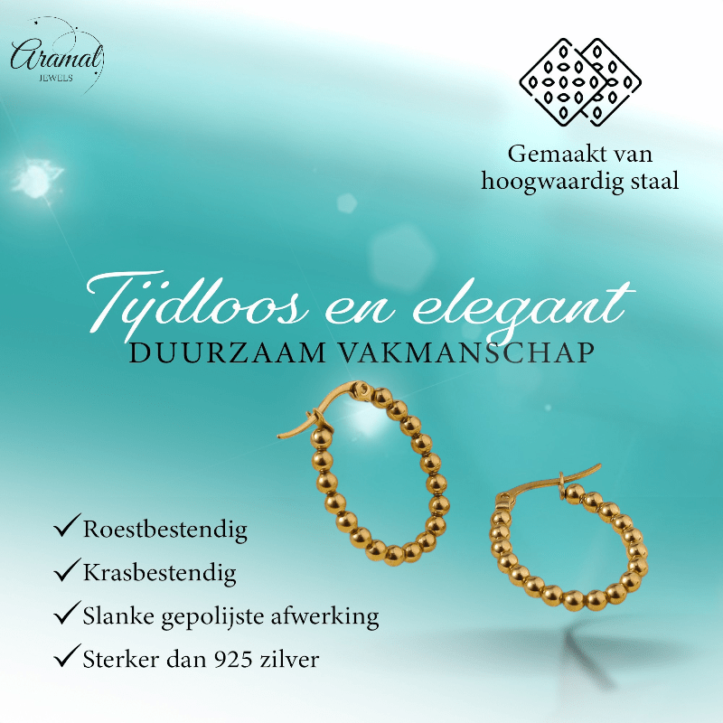 Goudkleurige Ovale Oorringen 25x20mm – Bolletjesdesign – RVS - oor6345 - 514394 - Oorringen kopen# - 25mm - alles - bolletjes