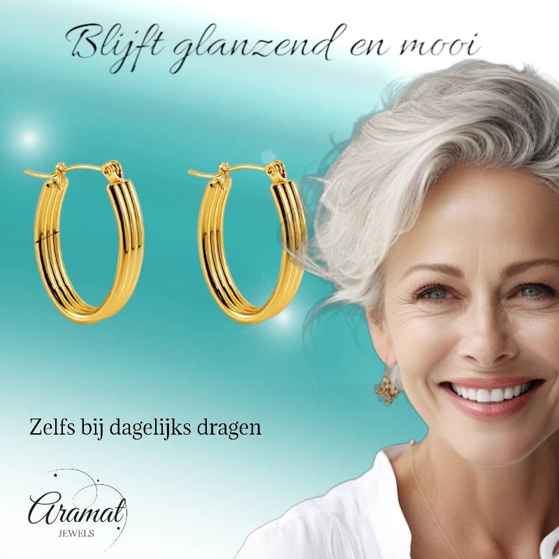 Goudkleurige Ovale Oorringen 26mm - oor6305 - 558996 - Oorringen kopen# - 18mm - alles - cadeau