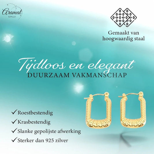 Goudkleurige Rechthoekige Creolen 25x15mm - Stainless Steel - oor6254 - 73287 - Oorringen kopen# - Goudkleur - 25mm - alles