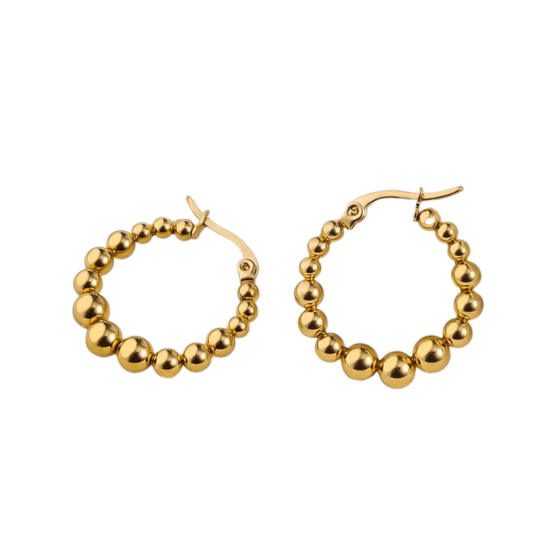 Goudkleurige Ronde Oorringen 25mm – Bolletjesmotief – RVS - oor6342 - 514388 - Oorringen kopen# - 25mm - alles - bolletjes