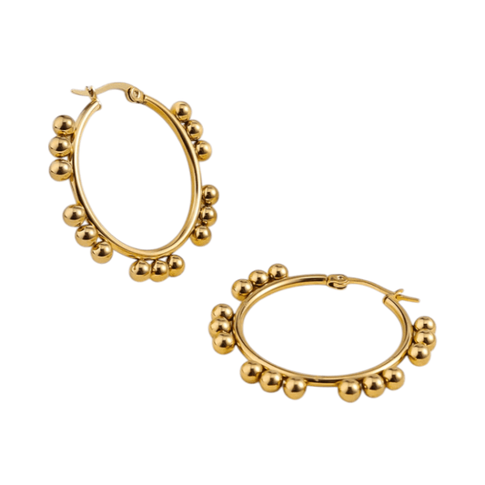 Goudkleurige Ronde Oorringen 35mm – Bolletjes – RVS - oor6347 - 514396 - Oorringen kopen# - 35mm - alles - bolletjes