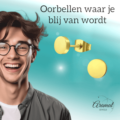 Goudkleurige Ronde Oorstekers RVS 10mm - Aramat Jewels - Oorbellen - cadeautip
