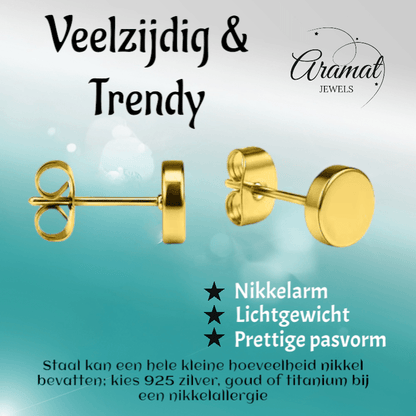 Goudkleurige Ronde Oorstekers RVS 6mm - Aramat Jewels - Oorbellen - cadeautip