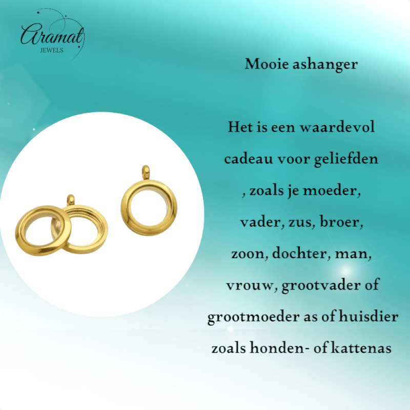 Goudkleurige RVS Ashanger – Rond - 15mm - hang1465 - Gedenkhangers kopen# - 15mm - alles - ashangers