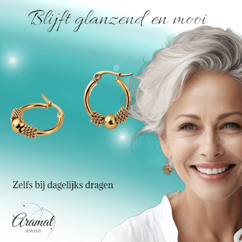 Goudkleurige RVS Bali Oorringetjes 23x22mm – Kleine Hoops voor Dames - oor6359 - 514435 - Oorringen kopen# - 23mm - alles - bali