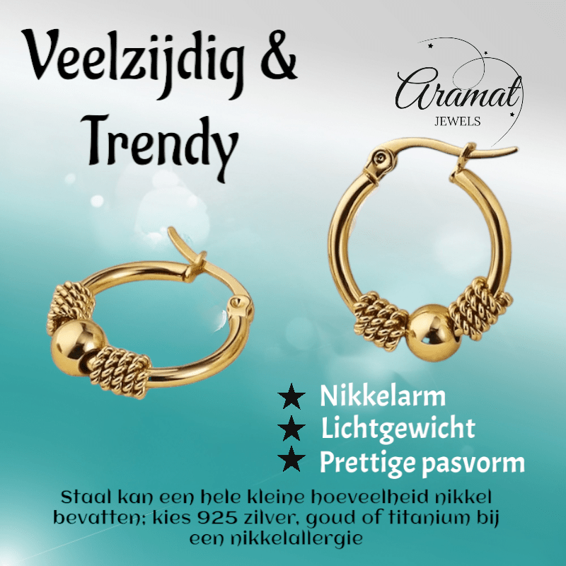 Goudkleurige RVS Bali Oorringetjes 23x22mm – Kleine Hoops voor Dames - oor6359 - 514435 - Oorringen kopen# - 23mm - alles - bali