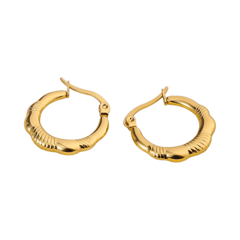 Goudkleurige RVS oorringen streepjes 20mm - oor6367 - 514397 - Oorringen kopen# - 20mm - alles - cadeau