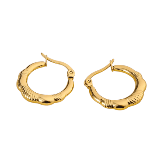 Goudkleurige RVS oorringen streepjes 20mm - oor6367 - 514397 - Oorringen kopen# - 20mm - alles - cadeau