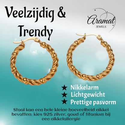 Goudkleurige RVS oorringen wikkelmotief 30mm - oor6376 - 528914 - Oorringen kopen# - 30mm - alles - cadeau