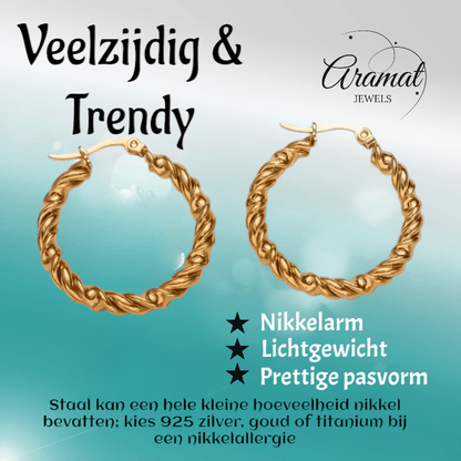 Goudkleurige RVS oorringen wikkelmotief 30mm - oor6376 - 528914 - Oorringen kopen# - 30mm - alles - cadeau