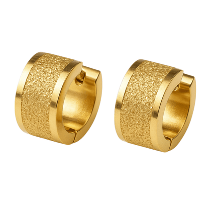 Goudkleurige RVS oorringetjes met sandblasted streep - oor5853 - Oorringen kopen# - 13mm - 7mm - alles