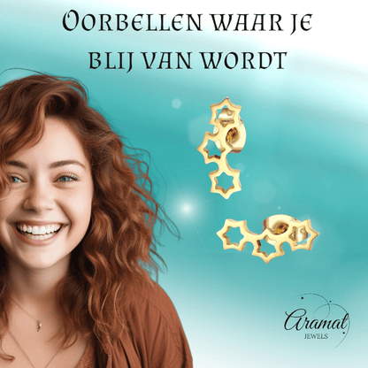 Goudkleurige RVS Sterren Oorbellen - Uniseks & Feestelijk - oor8 - Oorbellen kopen