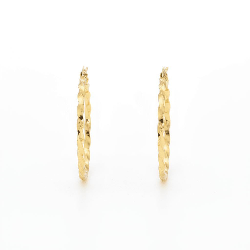 Goudkleurige RVS Swirl Hoepeloorbellen - 30 mm - Aramat Jewels - Oorbellen - cadeautip