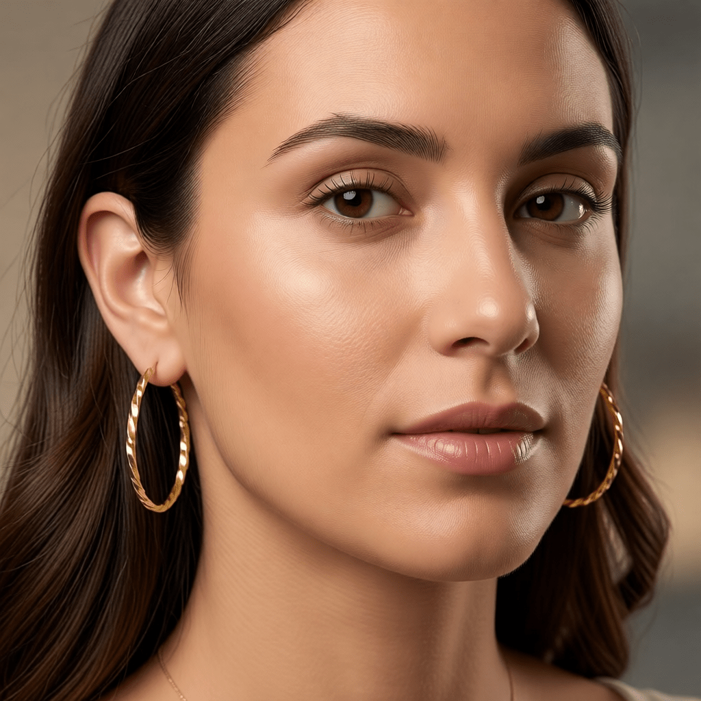 Goudkleurige RVS Swirl Hoepeloorbellen - 30 mm - Aramat Jewels - Oorbellen - cadeautip