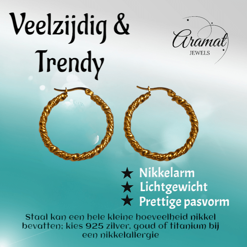 Goudkleurige RVS wikkeloorringen 30mm - oor6377 - 528913 - Oorringen kopen# - 30mm - alles - cadeau