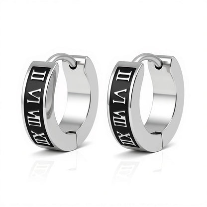 Steel Earrings Roman Numerals 14x4mm