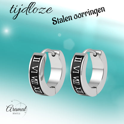 Steel Earrings Roman Numerals 14x4mm