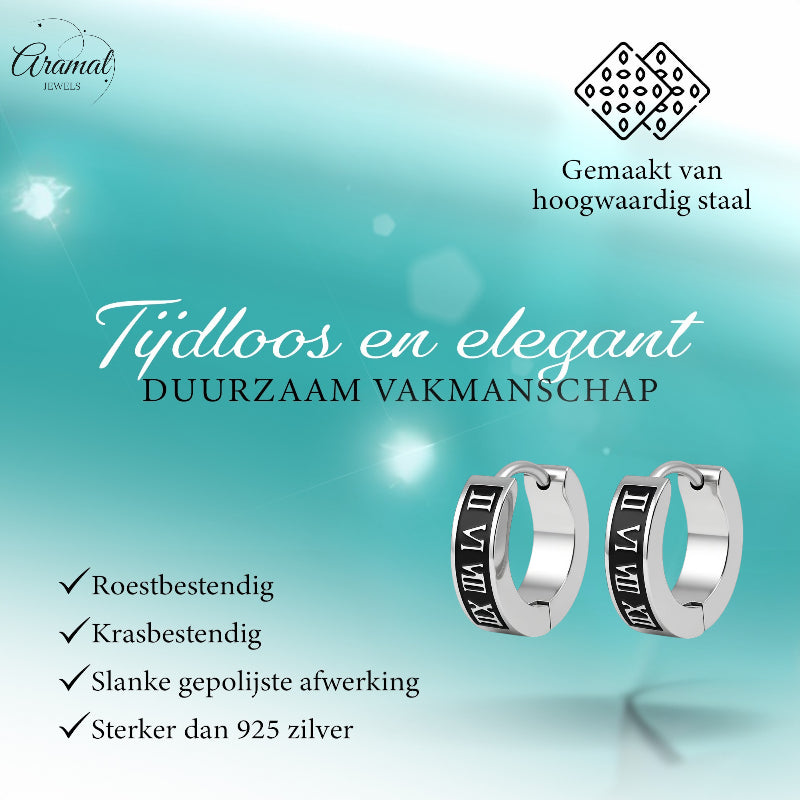 Steel Earrings Roman Numerals 14x4mm