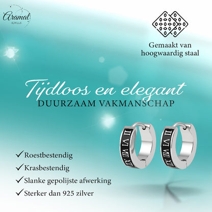 Steel Earrings Roman Numerals 14x4mm