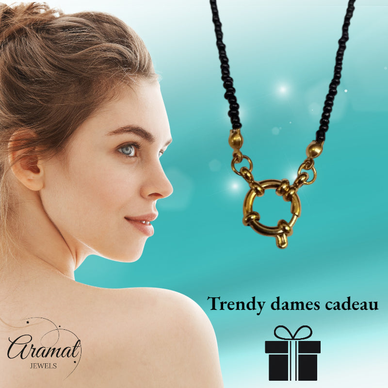 Gold-colored Stainless Steel Charm Necklace