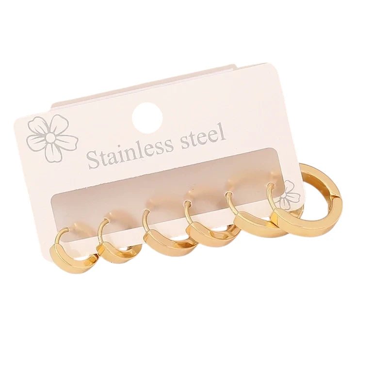 Goudkleurige stainless steel oorringen set – 3 maten ronde huggies – 3 paar - set32 - 153017 - Oorbellen kopen# - alles - cadeau - dames