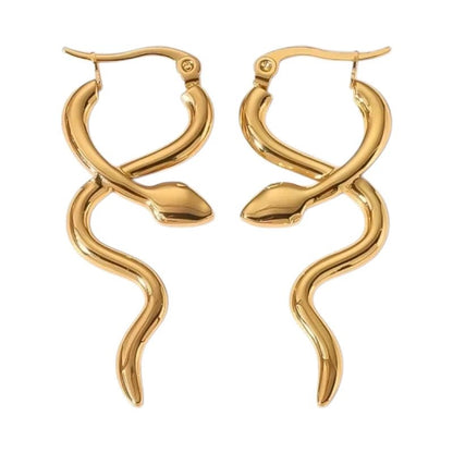Goudkleurige stainless steel slangen oorringen glad– 42mm - oor6407 - 71106 - Oorringen kopen# - 45mm - alles - cadeau
