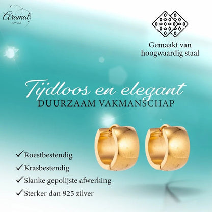 Goudkleurige Stalen Gladde Oorringen 13x7mm - oor5825 - se26033 - Oorringen kopen