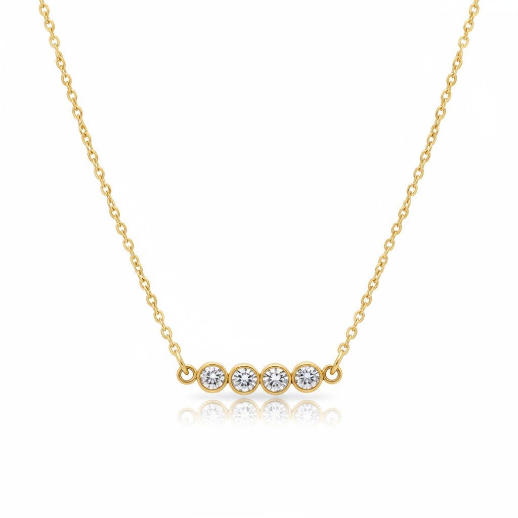 Goudkleurige Stalen Ketting met bar met zirkonia - Aramat Jewels - Halskettingen - cadeautip