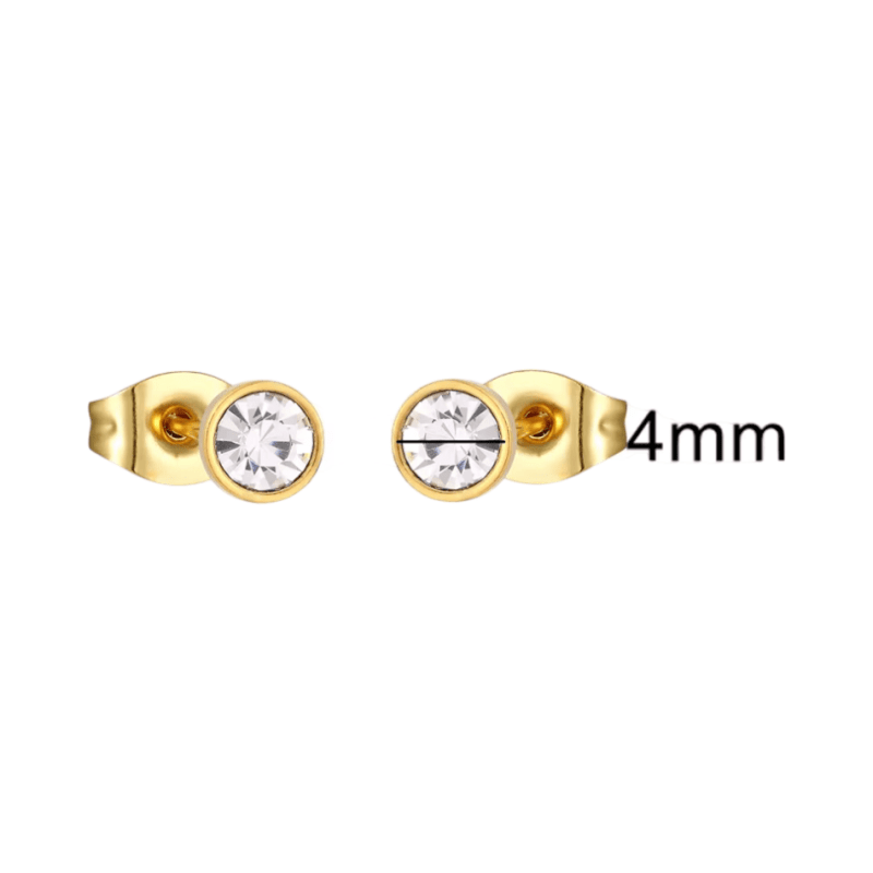 Goudkleurige Stalen Kristallen Oorbellen 4mm - oor2090 - XE59272 - Oorbellen kopen# - 4mm - alles - cadeau