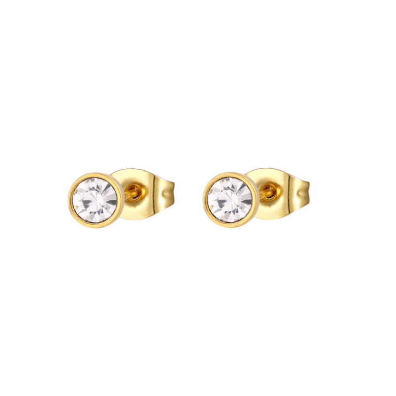 Goudkleurige Stalen Kristallen Oorbellen 4mm - oor2090 - XE59272 - Oorbellen kopen# - 4mm - alles - cadeau