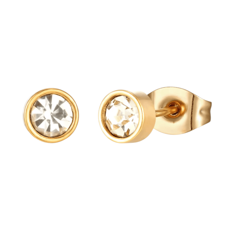 Goudkleurige Stalen Kristallen Oorbellen 5mm - oor2076 - xe58218 - Oorbellen kopen# - 5mm - alles - cadeau