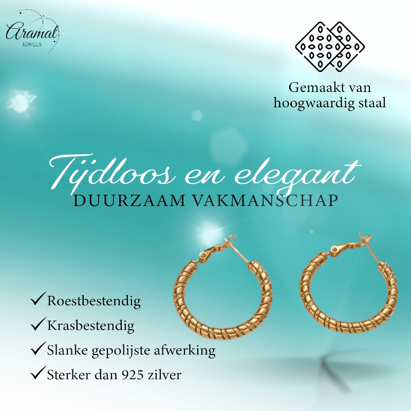 Goudkleurige swirl RVS oorringen 30mm - oor6369 - 52897 - Oorringen kopen# - 30mm - alles - cadeau