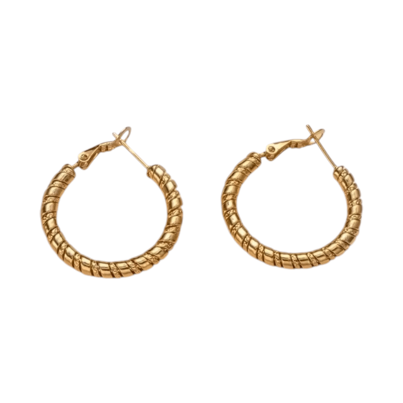 Goudkleurige swirl RVS oorringen 30mm - oor6369 - 52897 - Oorringen kopen# - 30mm - alles - cadeau