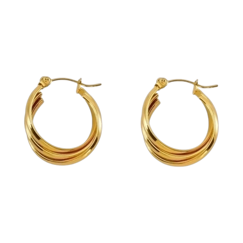 Goudkleurige triple oorringen 24x21x9mm - oor6372 - 69933 - Oorringen kopen# - 24mm - alles - cadeau