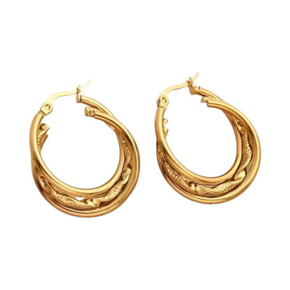 Goudkleurige Triple Oorringen Rond – 25x7mm - oor6295 - 647262 - Oorringen kopen# - 25mm - alles - cadeau