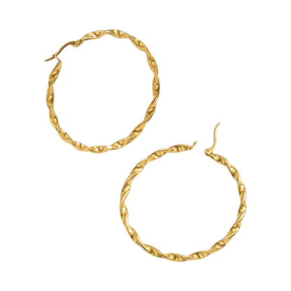 Goudkleurige twisted oorringen 30mm - oor6373 - Oorringen kopen# - 30mm - alles - cadeau