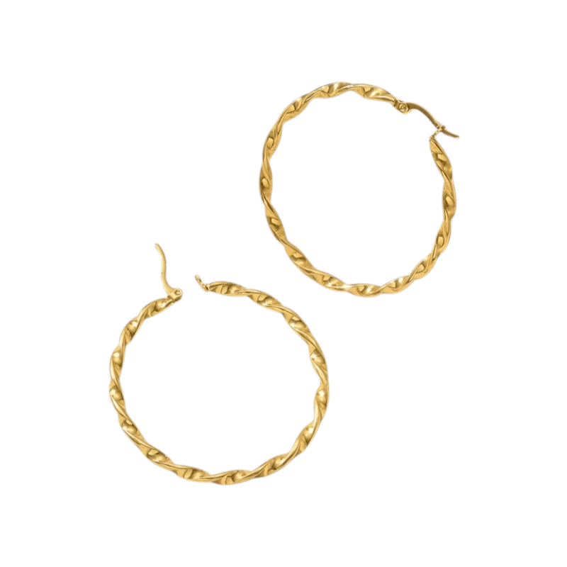 Goudkleurige twisted oorringen 30mm - oor6373 - Oorringen kopen# - 30mm - alles - cadeau