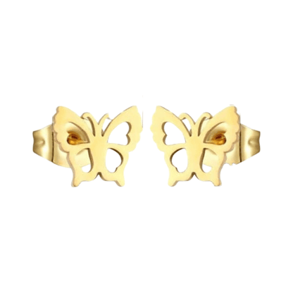 Goudkleurige vlinder oorstekers 9 mm - Aramat Jewels - Oorbellen - cadeautip