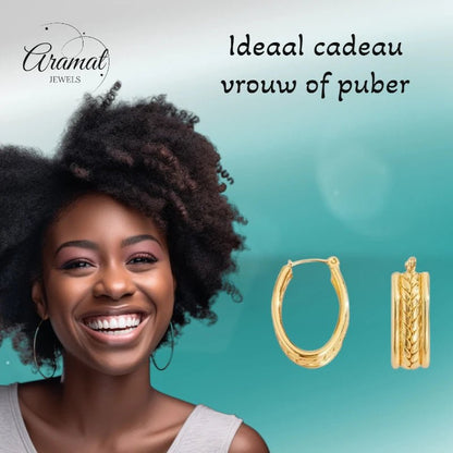 Gourmet Schakel Oorringen RVS Goudkleurig – 25x18mm – Ovaal - oor6326 - 657118 - Oorringen kopen# - 25mm - alles - cadeau