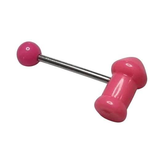 Roze plastic dumbs met een metalen staaf